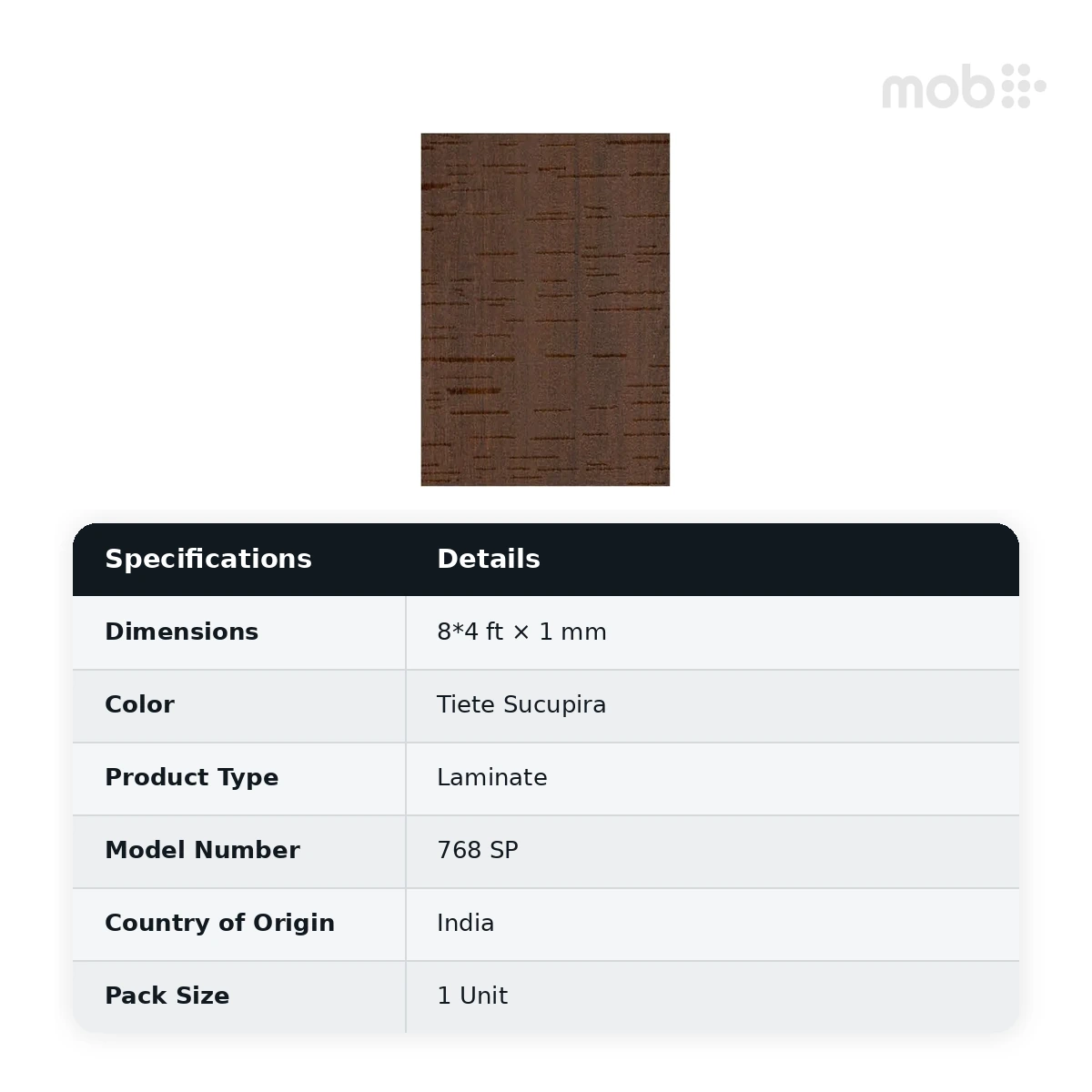 Finetouch Laminates 768 SP Tiete Sucupira, 1mm, 8x4 ft - image 2
