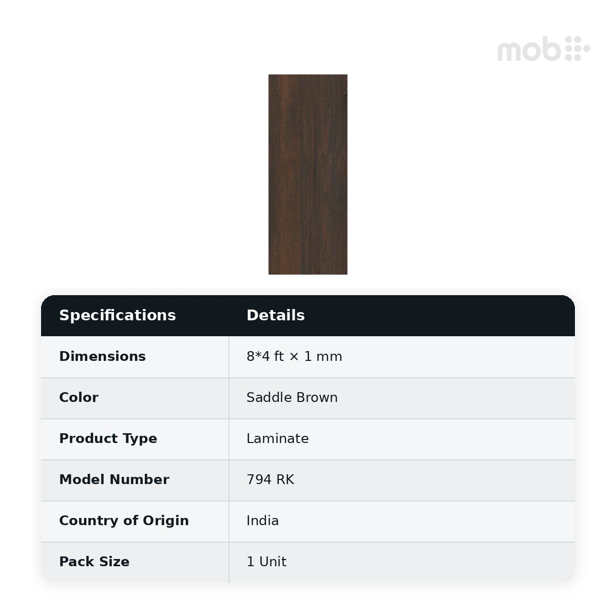 Finetouch Laminates 794 RK Saddle Brown, 1mm, 8x4 ft - image 2