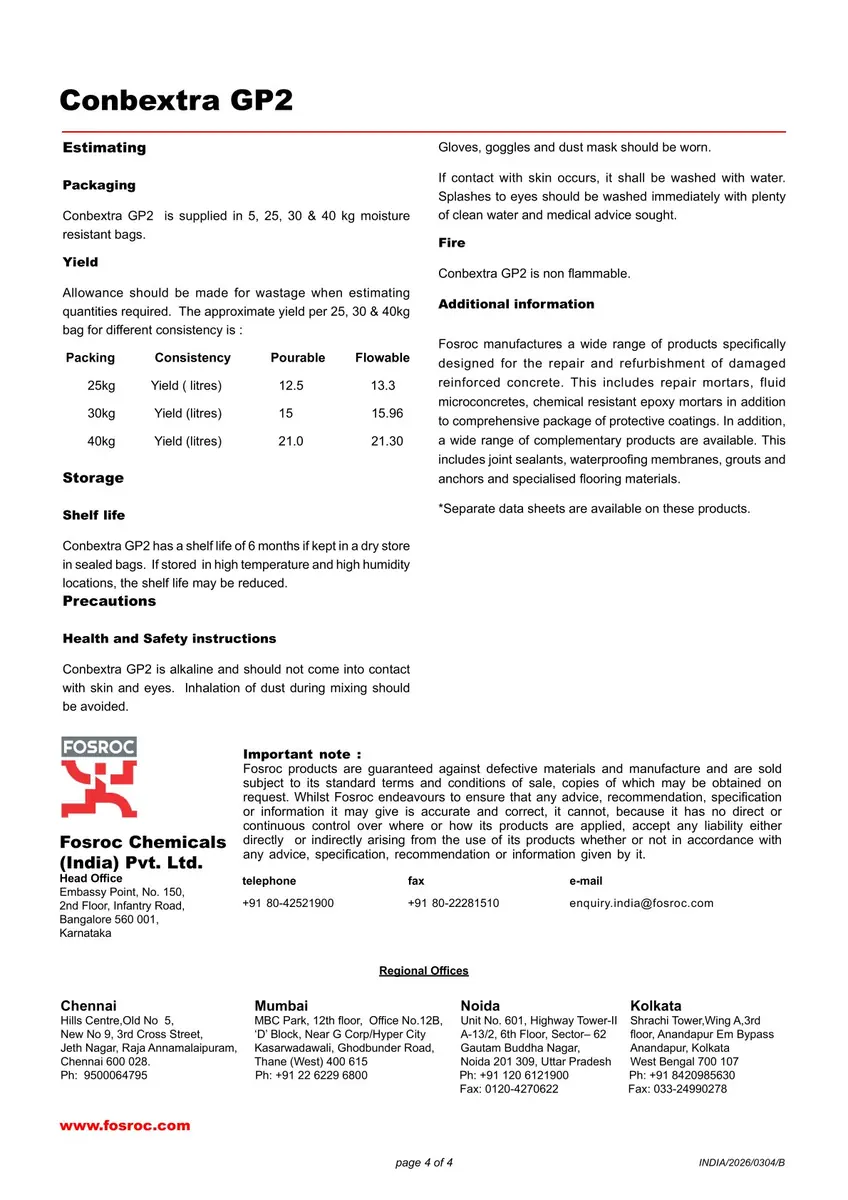 Fosroc Conbextra GP2 Cementitious Precision Grout 25 Kg - image 5