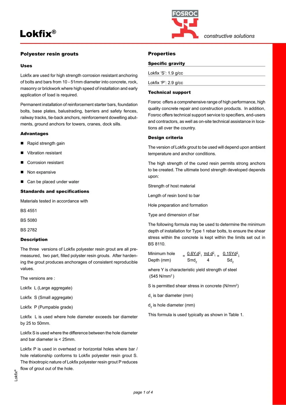 Fosroc Lokfix P Polyester Resin Anchor Grout Horizontal Application 500ml - image 2