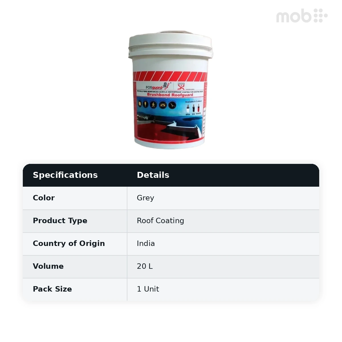 Fosroc Brushbond Roofguard Waterproof Coating 20L Grey - image 2