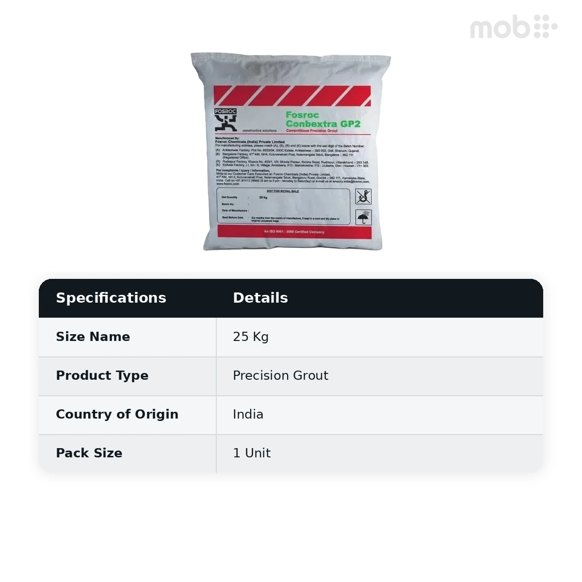 Fosroc Conbextra GP2 Cementitious Precision Grout 25 Kg - image 2