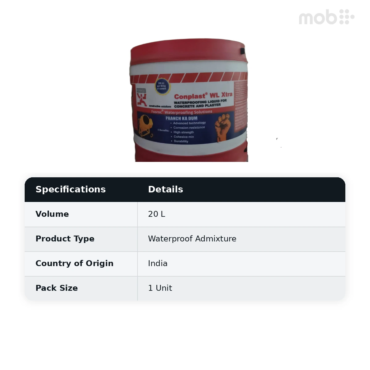 Fosroc Conplast WL Xtra Waterproofing Liquid 20 L - image 2
