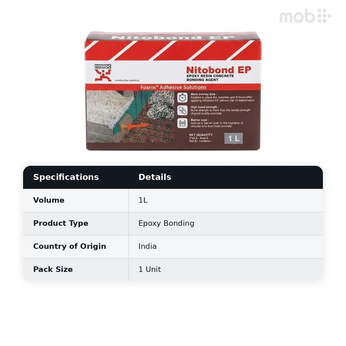 Fosroc Nitobond EP Epoxy Resin Concrete Bonding Agent 1L - image 2