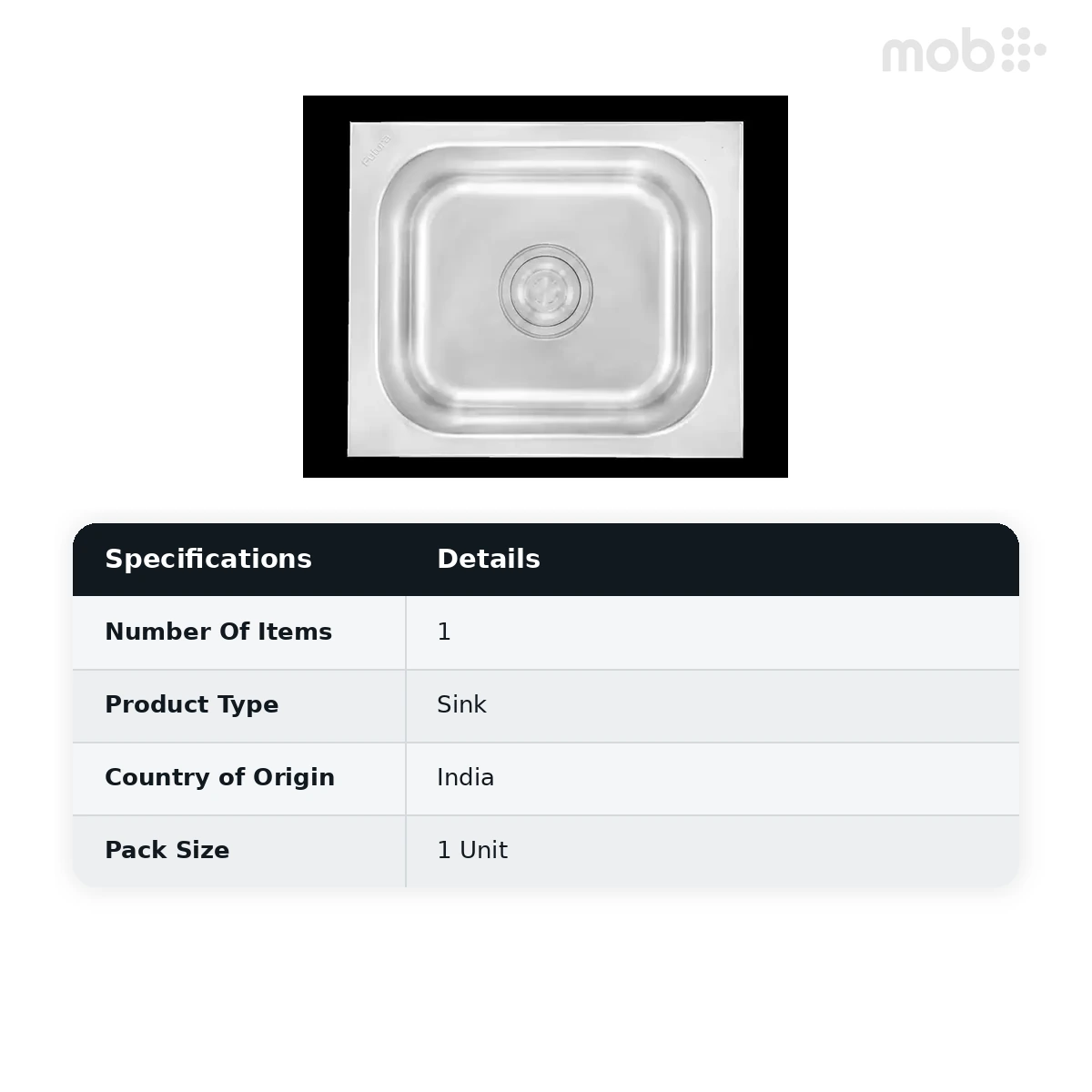 Futura Dura Single Bowl Sink Satin Finish Size: 16 x 14 x 7 (406 x 356 mm) - image 2