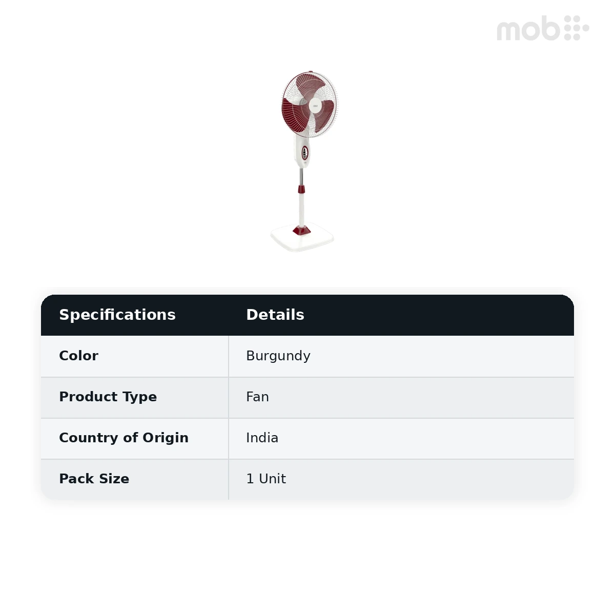 GM Bolt Plus HS Pedestal Fan 400mm Burgundy - image 2