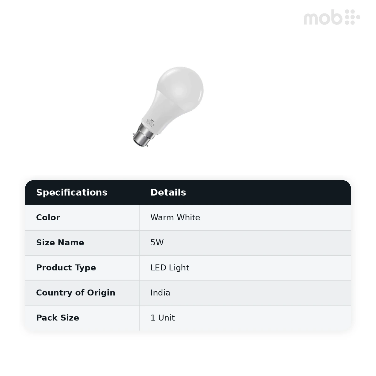 GM GEO B22 LED Bulb 5W 3K