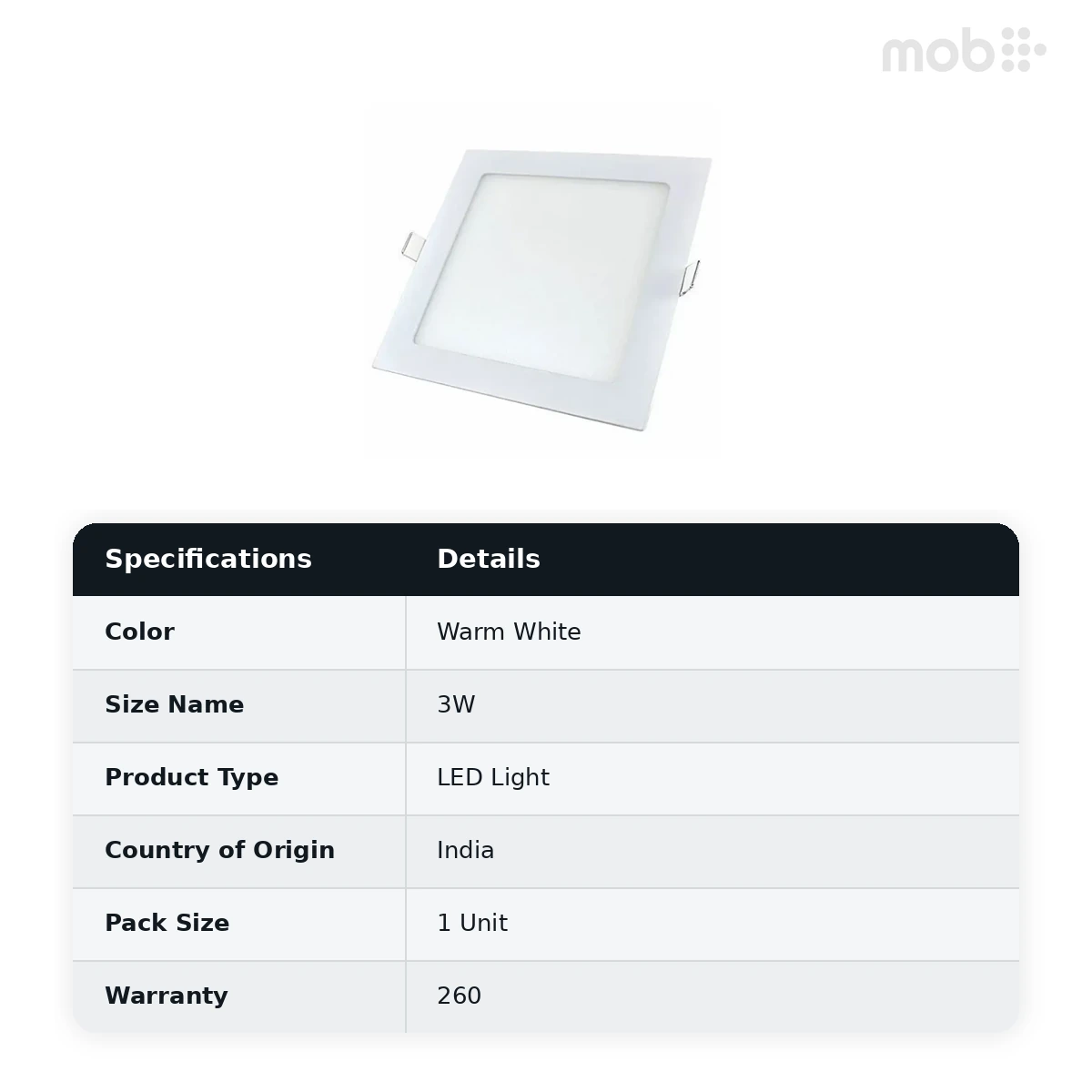 GM Yolo LED Panel Light 3W Square 3K - image 2