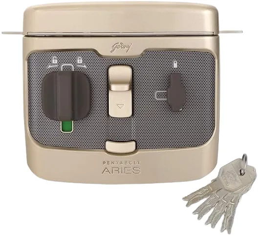 Godrej Pentabolt Aries 3KS 1CK Deadbolt Vegas Gold Finish Backset 60 mm code: 6363