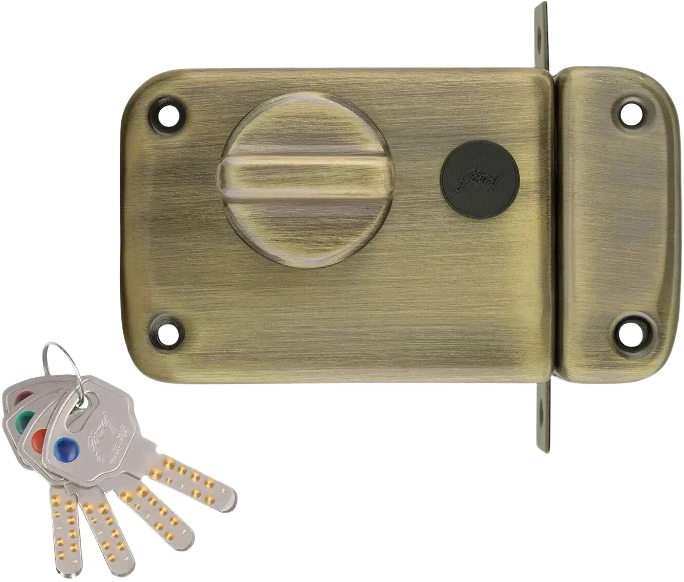 Godrej Rim Deadbolt Ultra XL+ 1CK Antique Brass Finish Backset 60 mm code: 2341