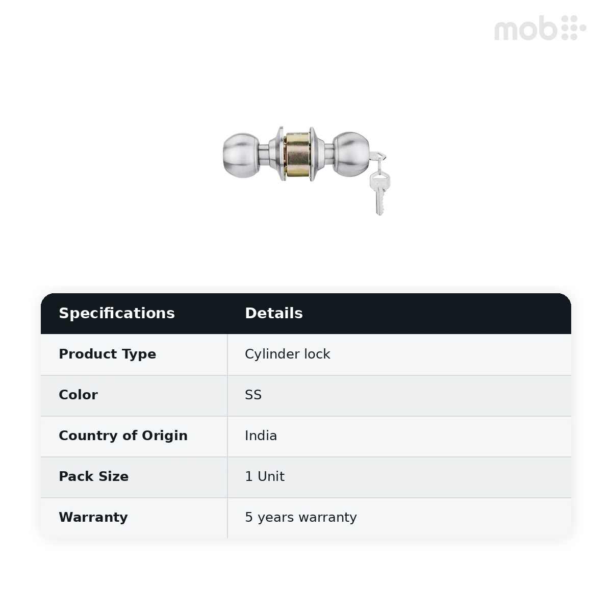 Godrej Classic Cylindrical Lock with 3 Keys 6cm (60mm) Backset with 5 Years Warranty - image 4
