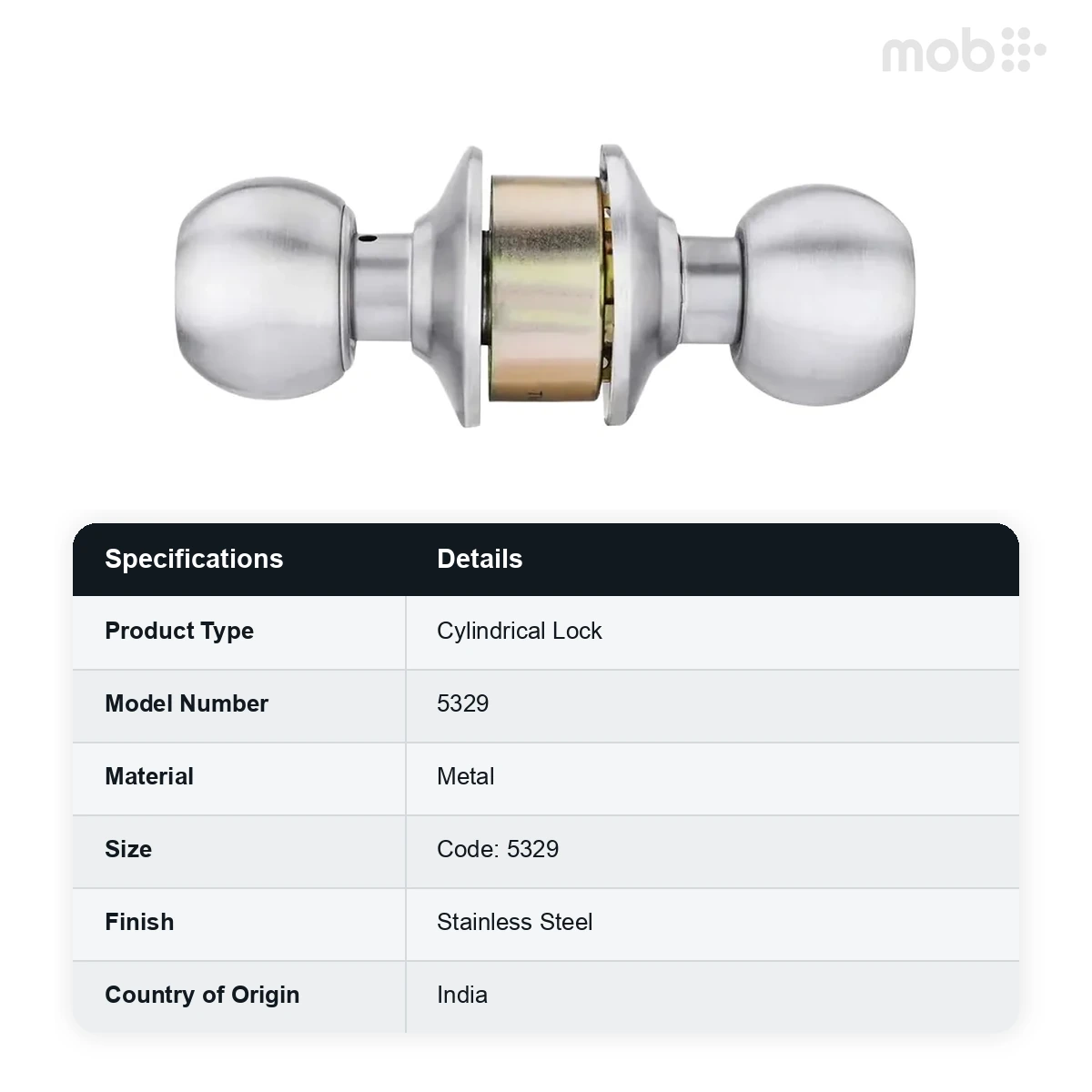 Godrej Premium Cylindrical Lock Pin Cylinder - Keyed 5PTC Stainless Steel Finish Backset 60 mm code: 5329 - image 2