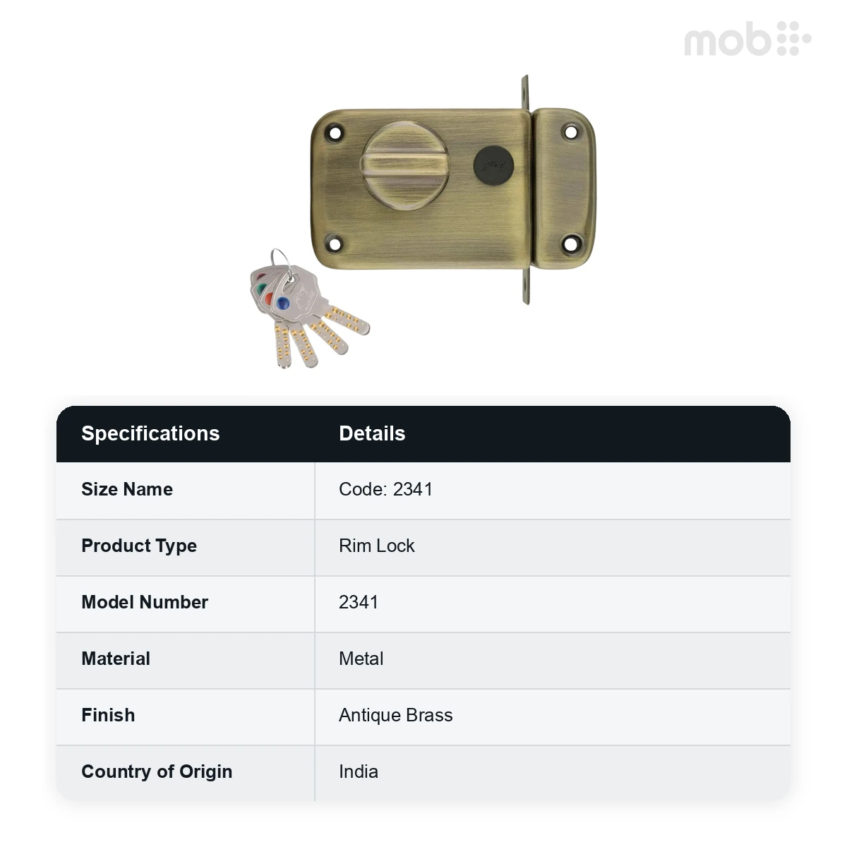 Godrej Rim Deadbolt Ultra XL+ 1CK Antique Brass Finish Backset 60 mm code: 2341 - image 2