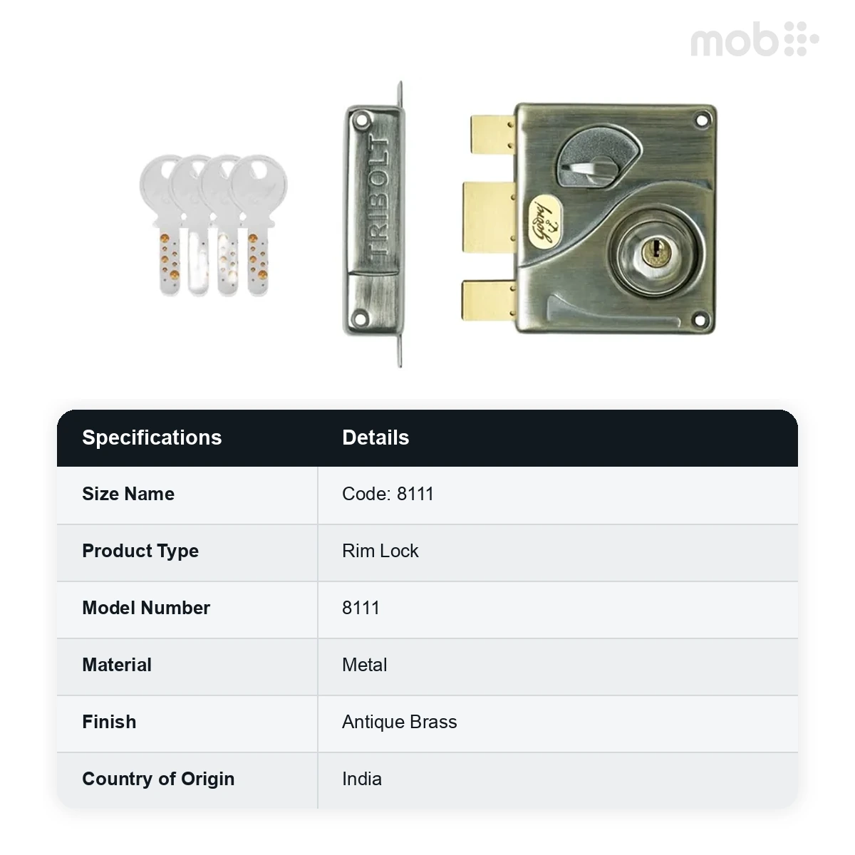 Godrej Tribolt Ultra 1CK Latchbolt (Inside Opening Blister) Antique Brass Finish Backset 69 mm code: 8111 - image 2