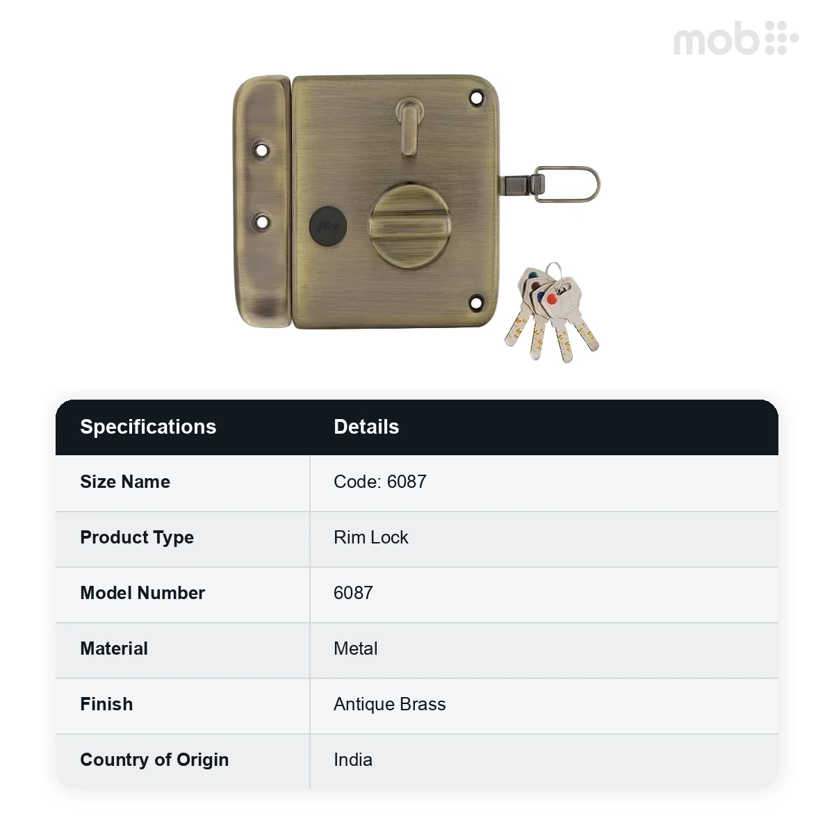 Godrej Tribolt Ultra XL+ 1CK Latchbolt (Inside Opening) Antique Brass Finish Backset 60 mm code: 6087 - image 2