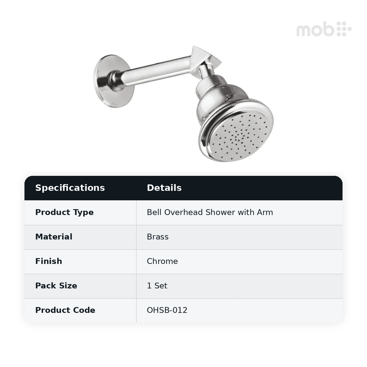 Goldline Bell Overhead Shower with Arm Chrome OHSB-012 - image 2