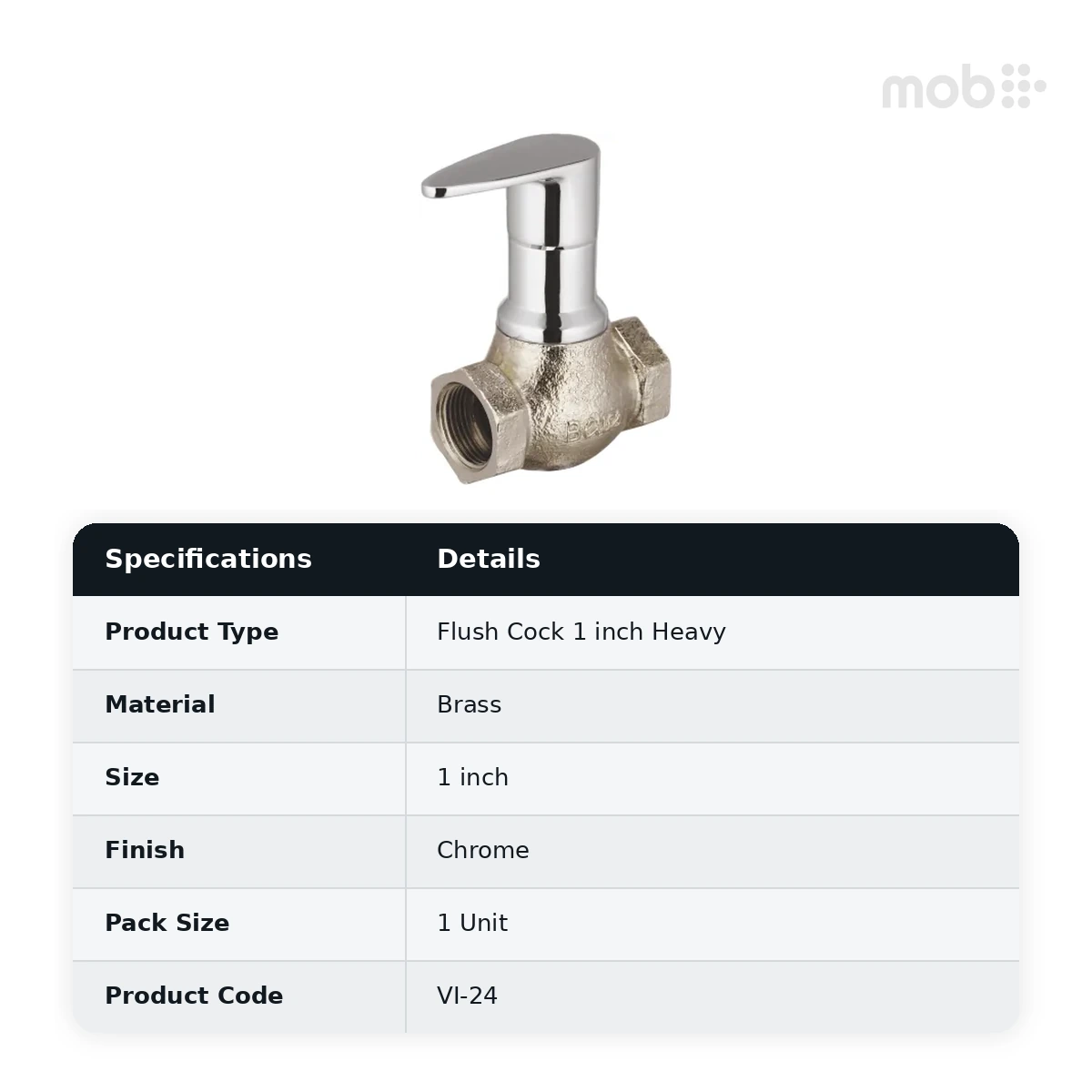 Goldline Vignet Flush Cock 1 inch Heavy Chrome VI-24