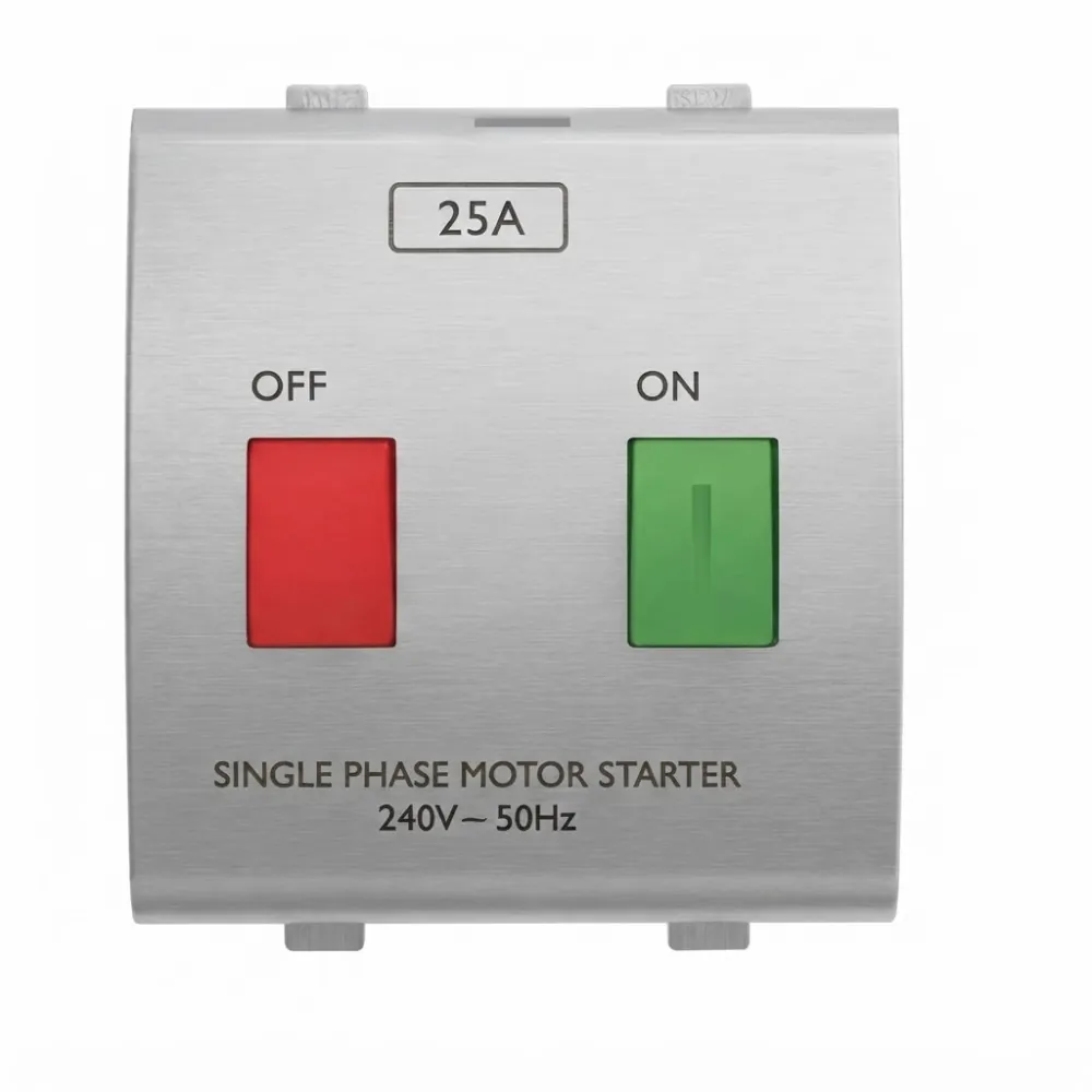 Goldmedal Curve 25A Motor Starter Switch, 240V, 50-60Hz, 2 Module, White Jazz, Code: 102059