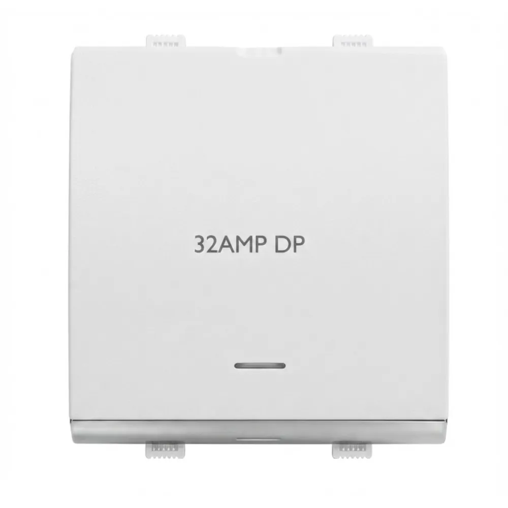 Goldmedal Curve 32A DP Switch with Indicator (LED) - 2M, 240V, 2 Module, White Jazz, Code: 102031