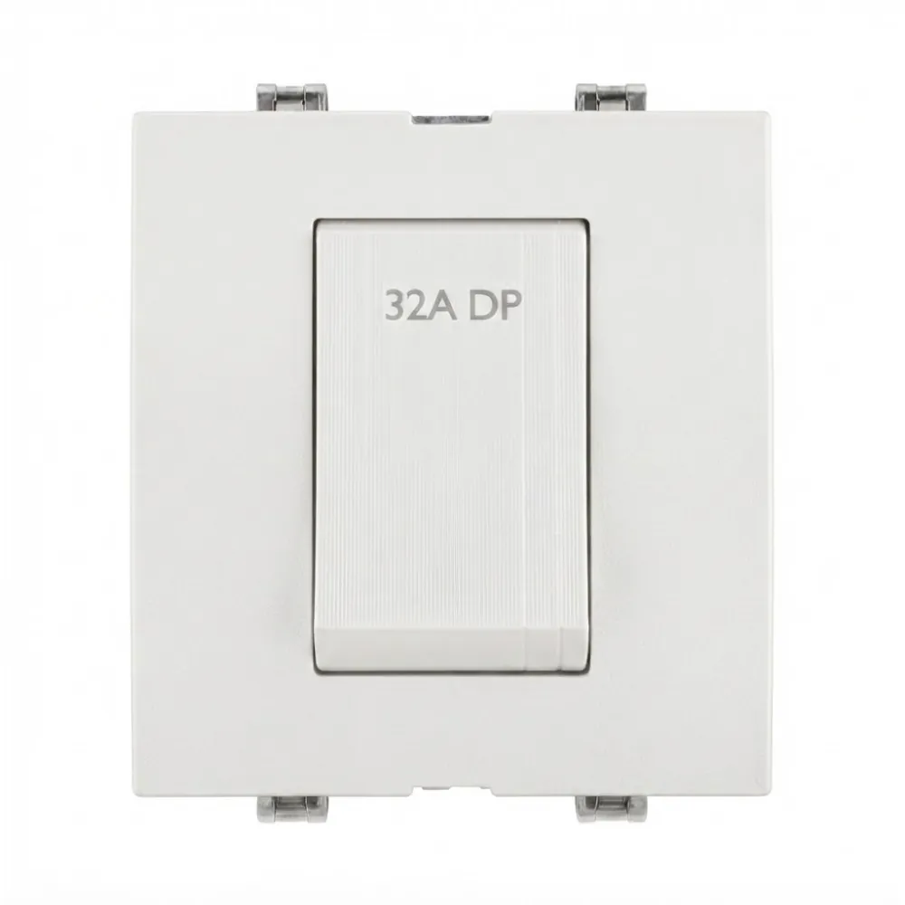 Goldmedal Curve 32A Nano DP Switch, 240V, 2 Module, White Jazz, Code: 102032