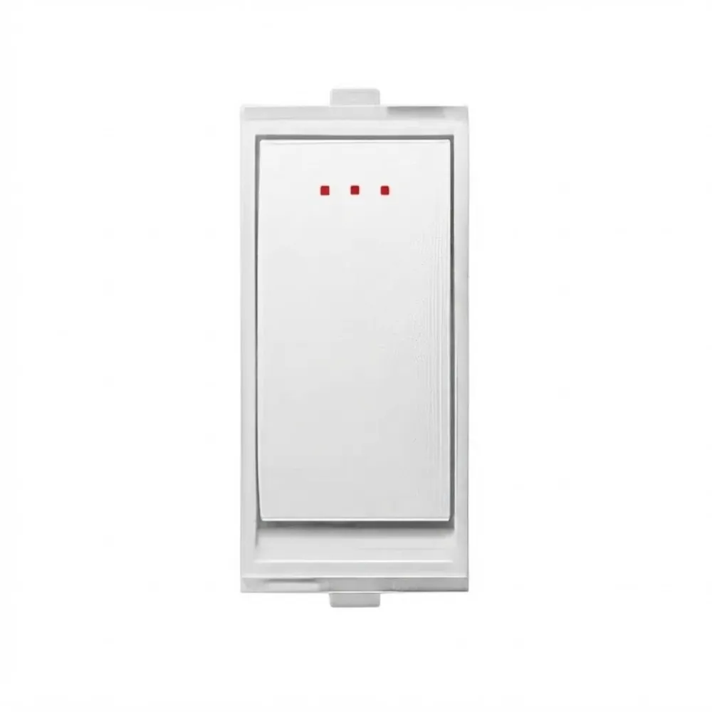 Goldmedal Nixon G-Click 1 Way Switch with Indicator (LED), 10AX, 240V, 1 Module, Absolute White, Code: 101752