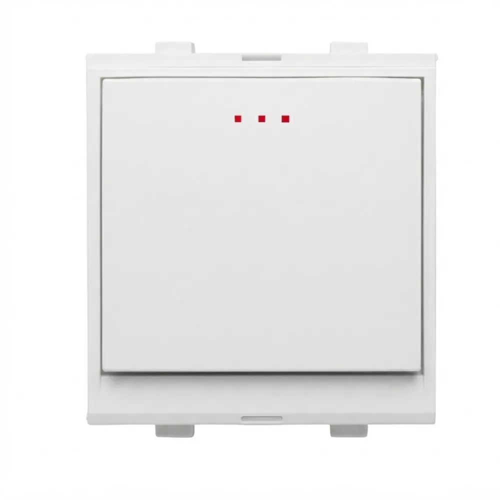 Goldmedal Nixon G-Click 1 Way Switch with Indicator (LED), 10AX, 240V, 2 Module, Absolute White, Code: 102761