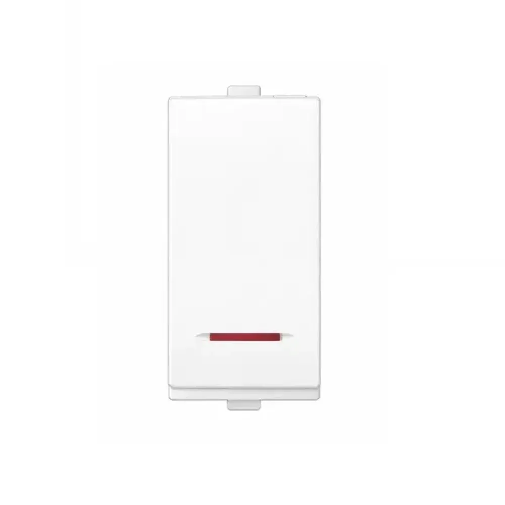 Goldmedal Nixon G-Dip 1 Way Switch with Indicator (LED), 10AX, 240V, 1 Module, Absolute White, Code: 101802