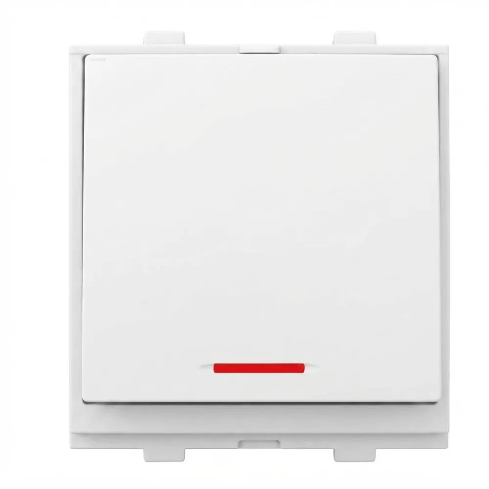 Goldmedal Nixon G-Dip 1 Way Switch with Indicator (LED), 10AX, 240V, 2 Module, Absolute White, Code: 102811