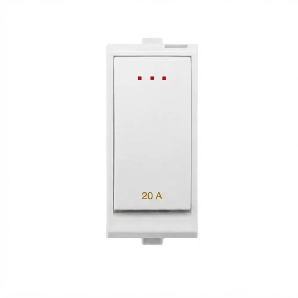 Goldmedal Nixon G-Click 20A 1 Way Switch with Indicator, 240V, 1 Module, Absolute White, Code: 101771
