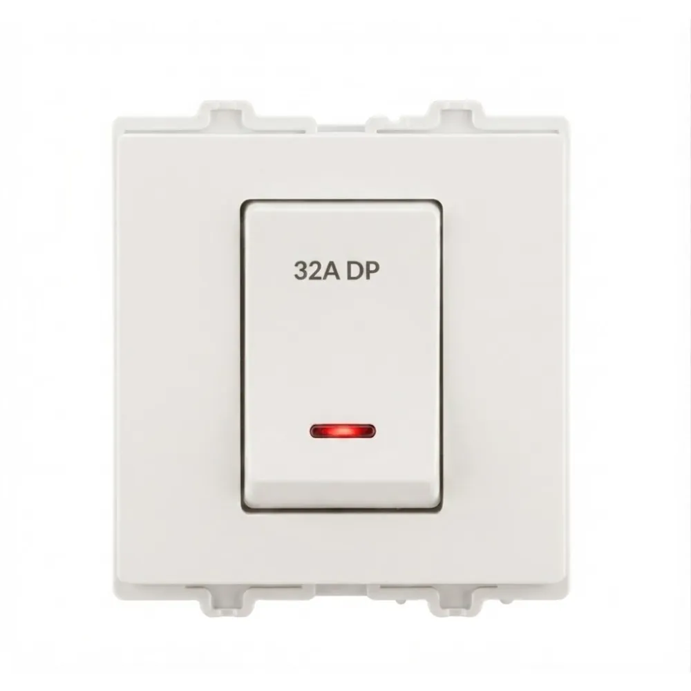 Goldmedal Nixon 32A Nano DP Switch, 240V, 2 Module, Absolute White, Code: 102432