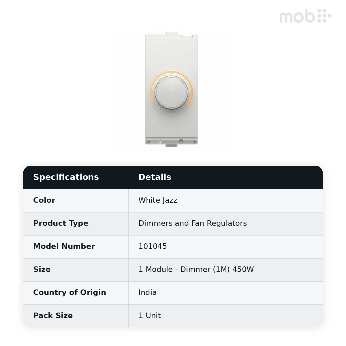 Goldmedal Curve Dimmer (1M) 450W, 60Hz, 1 Module, White Jazz, Code: 101045 - image 2