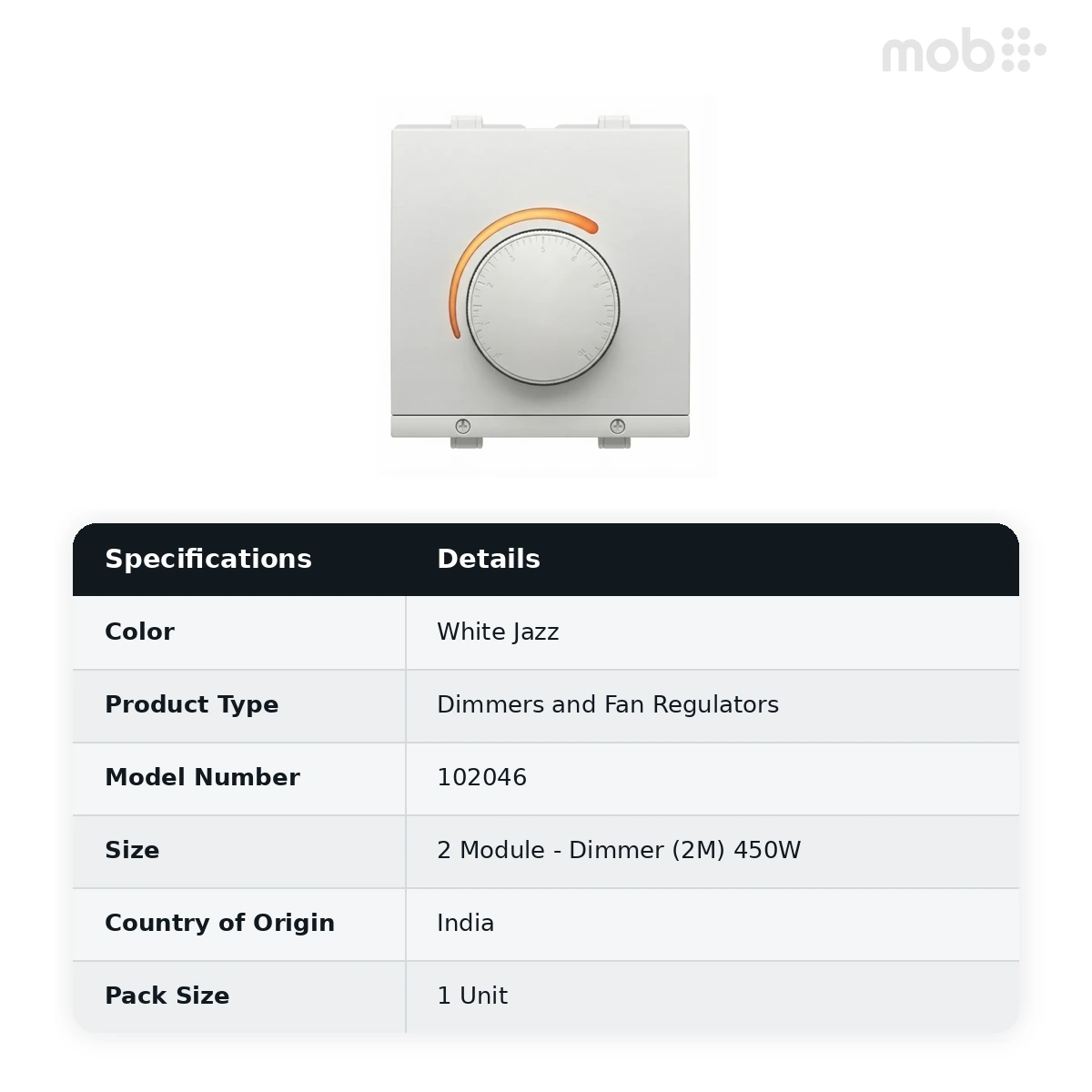 Goldmedal Curve Dimmer (2M) 450W, 60Hz, 2 Module, White Jazz, Code: 102046 - image 2