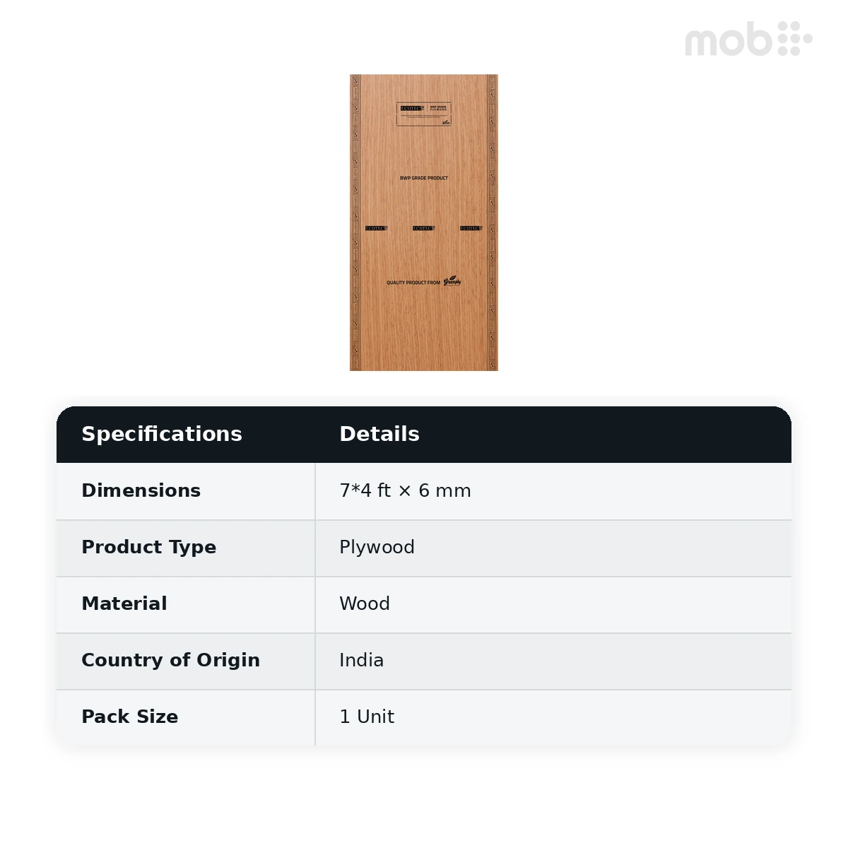 GreenPly EcoTec 710 BWP Plywood Thickness : 6mm Size : 7x4 Feet 10 Year Warranty - image 2