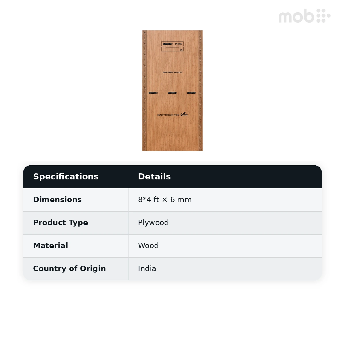GreenPly EcoTec 710 BWP Plywood Thickness : 6mm Size : 8x4 Feet 10 Year Warranty - image 2
