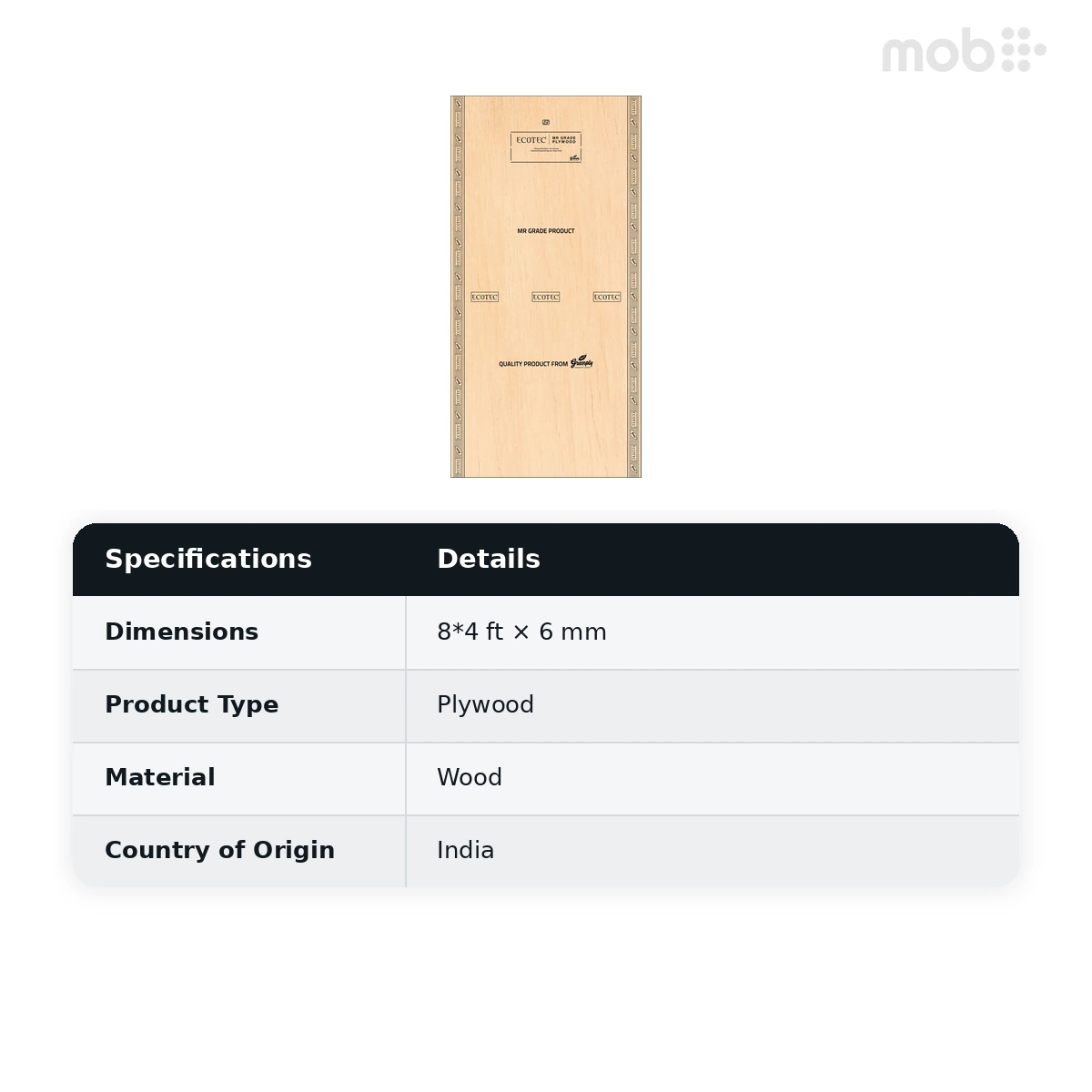 GreenPly EcoTec MR Plywood Thickness : 6mm Size : 8x4 Feet 5 Year Warranty - image 2