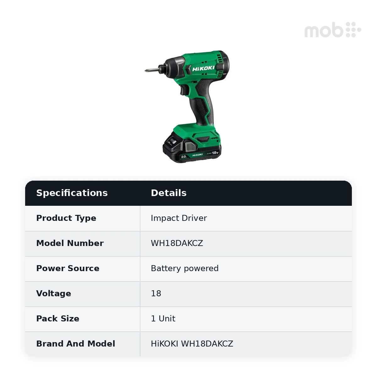 HiKOKI Impact Driver, 18V / 150Nm / 0-3,600IPM, Code: WH18DAKCZ - image 2