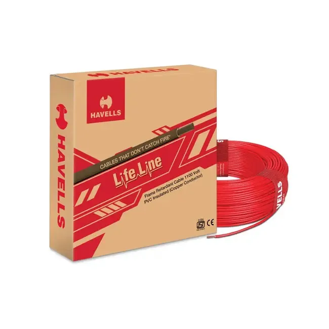 Havells Life Line FR Single-Core Copper Wire, 1 sq mm, 180 m Coil, Red