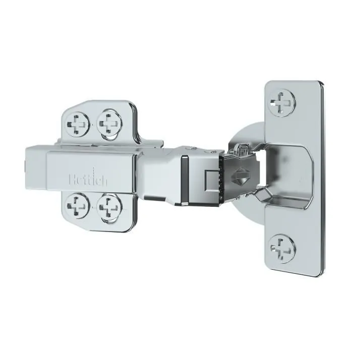 Hettich Auto Closing Onsys 4447i Clip On Hinge - TH52 - 25mm - 0 Crank with 4 hole mounting plate and cover caps code: 9336570 - image 1