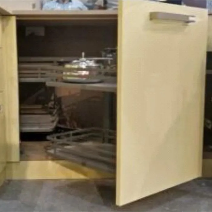 Hettich Cargo 3/4 Carousel M 2 Shelves 1 Round Chrome White Base Chrome Finish code: 9219465 - image 1
