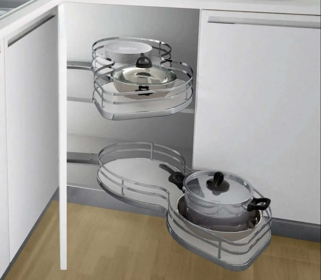 Hettich CargoMan Soft Close Corner Pull Out 450 LH Chrome Finish code: 9218025