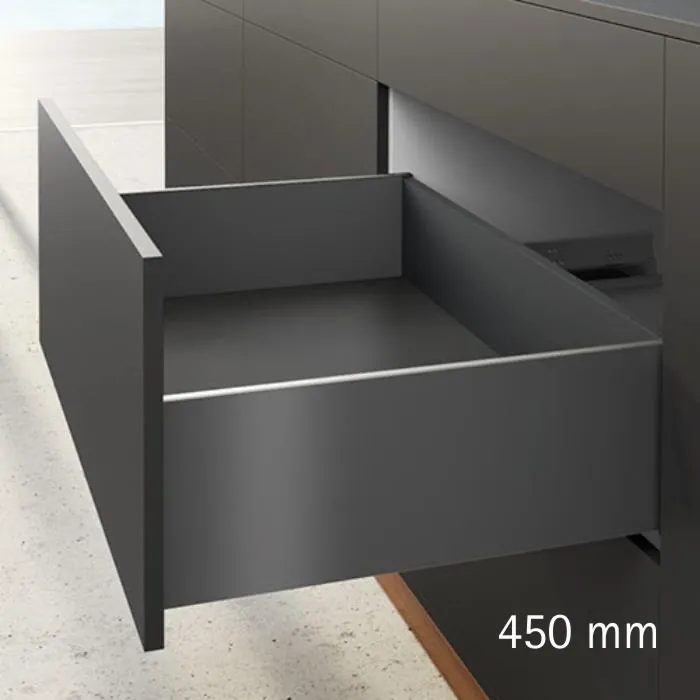 Hettich AvanTech YOU Drawer System, Anthracite, 450 mm, H187, 70 kg, Code 9307370