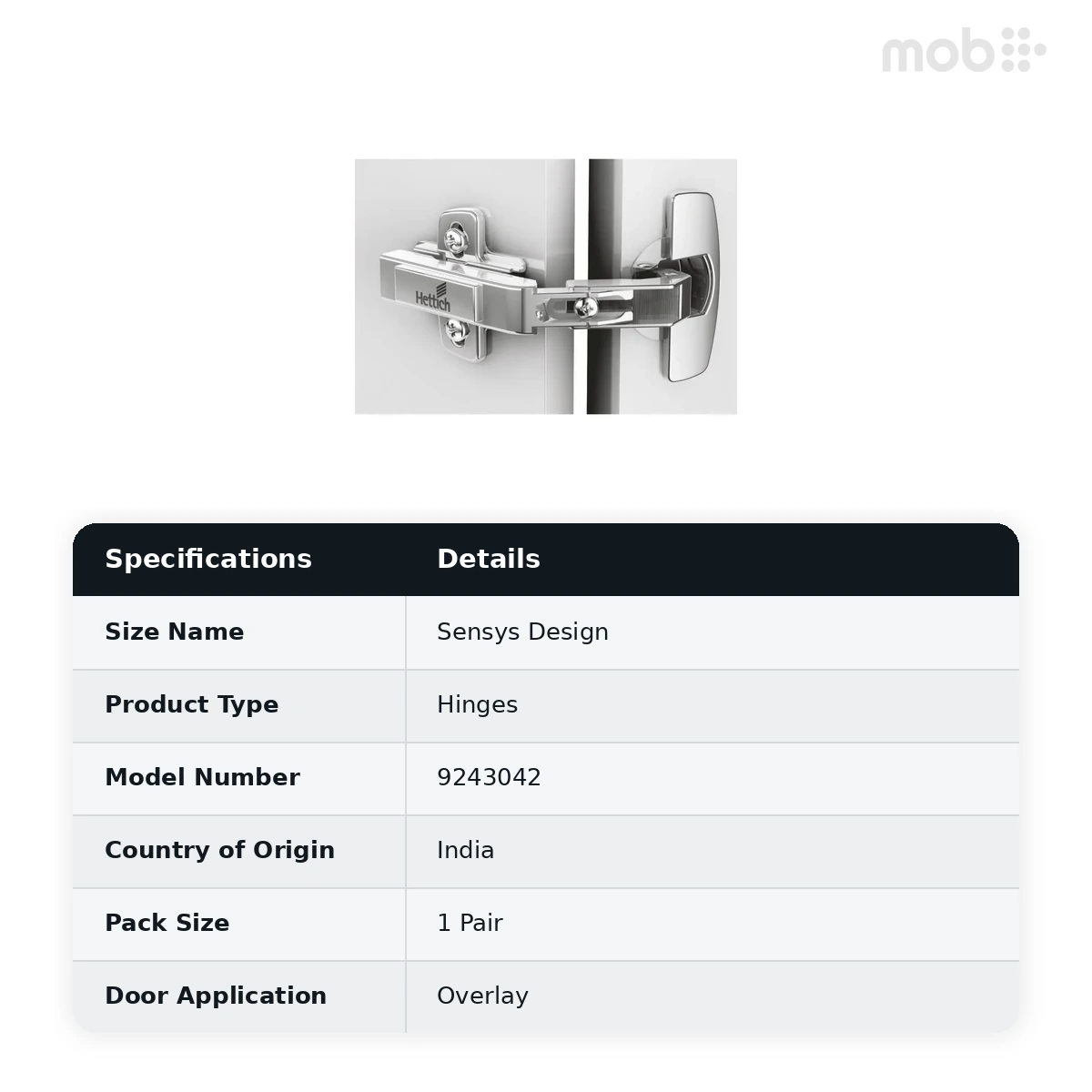 Hettich Auto Closing Intermat 9930 Hinge - TH 52 - Sensys Design code: 9243042 - image 2
