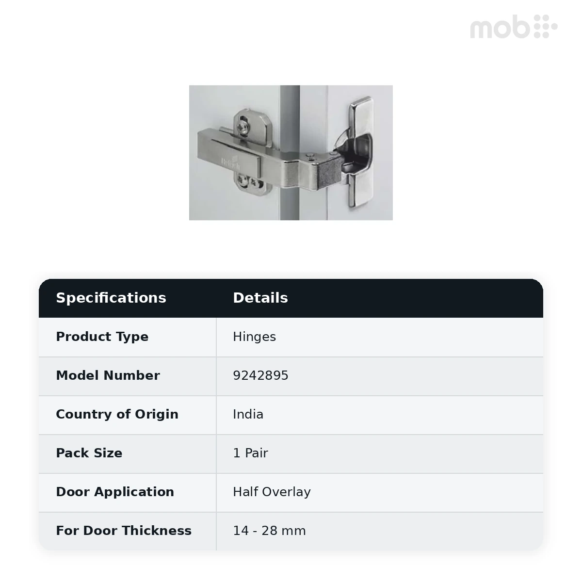Hettich Auto Closing Intermat 9936 Hinge W90 - TH42 - Blind corner (W 90° code: 9242895 - image 2