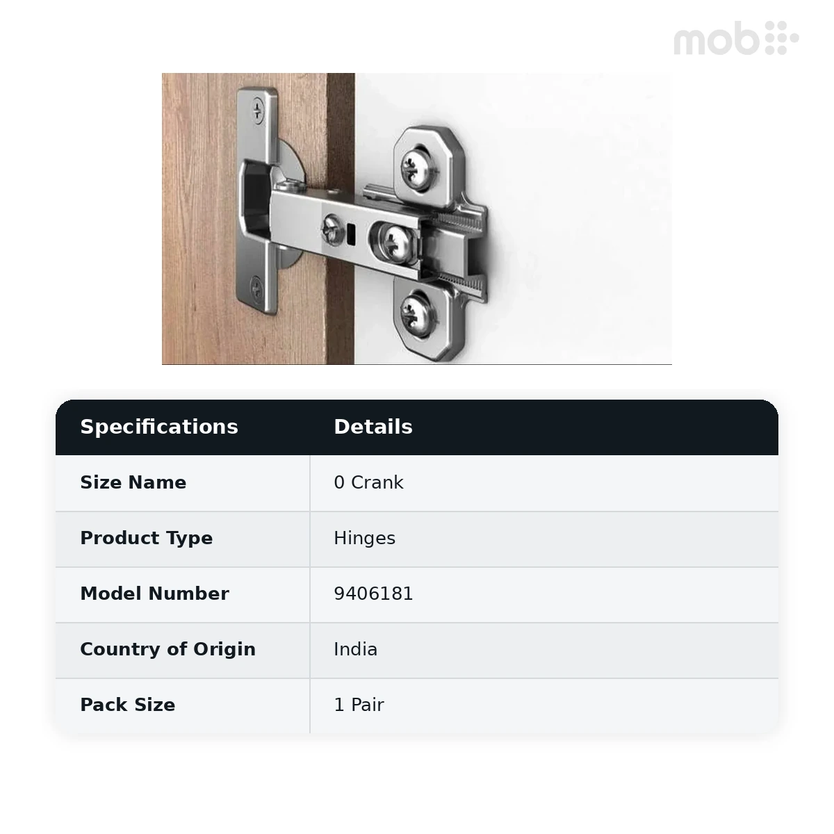 Hettich Auto Closing Onsys 4447i Clip On Hinge - TH52 - 0 Crank - Eccentric MP code: 9406181 - image 2