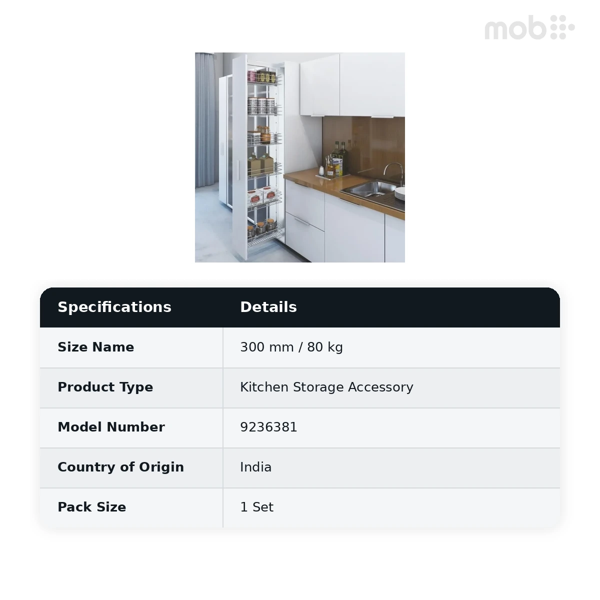 Hettich Cargo Larder Full Extension Runner 80 kg 300 mm code: 9236381 - image 2