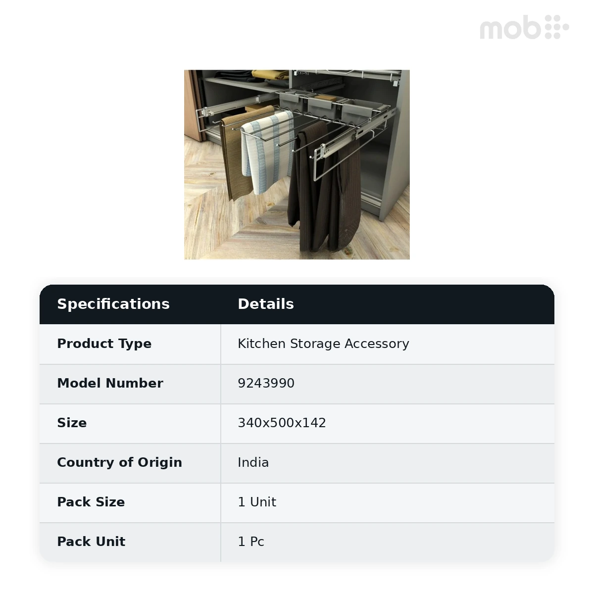Hettich Cargo Trouser Pull Out M 340 x 500 x 142 mm code: 9243990 - image 2