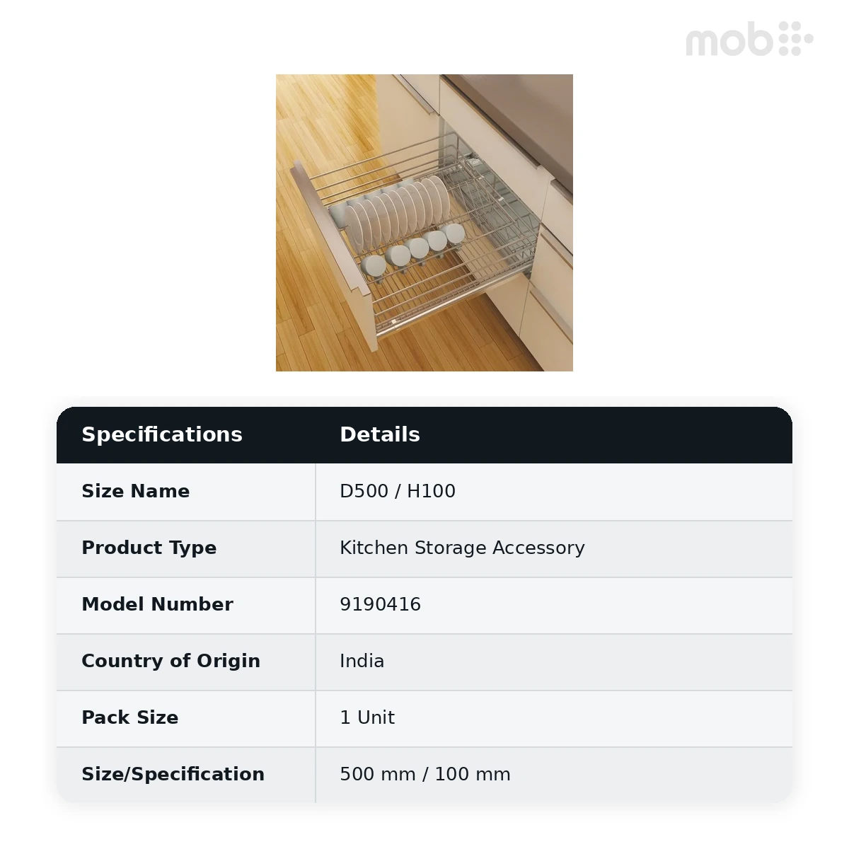 Hettich CargoTech CT Cutlery Inlet Depth 500 mm Height 100 mm code: 9190416 - image 2
