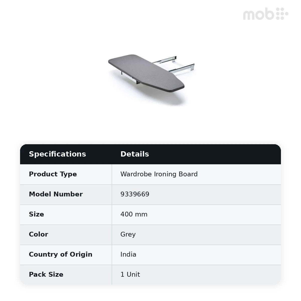 Hettich Ironing Board 400 mm - Grey Finish, Article 9339669 - image 2