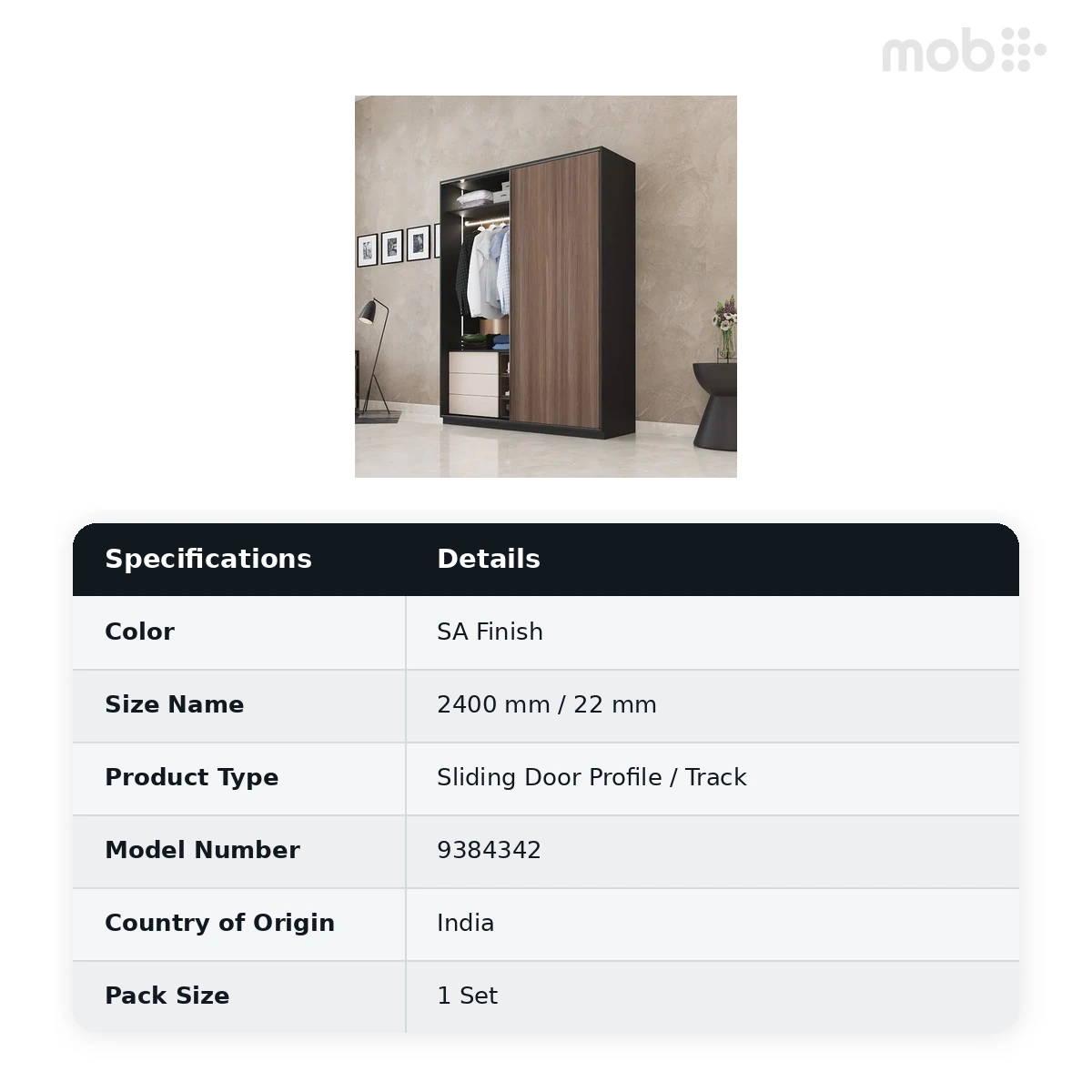 Hettich Profile set SA finish 2400 mm (18-22 mm thickness) code: 9384342 - image 2