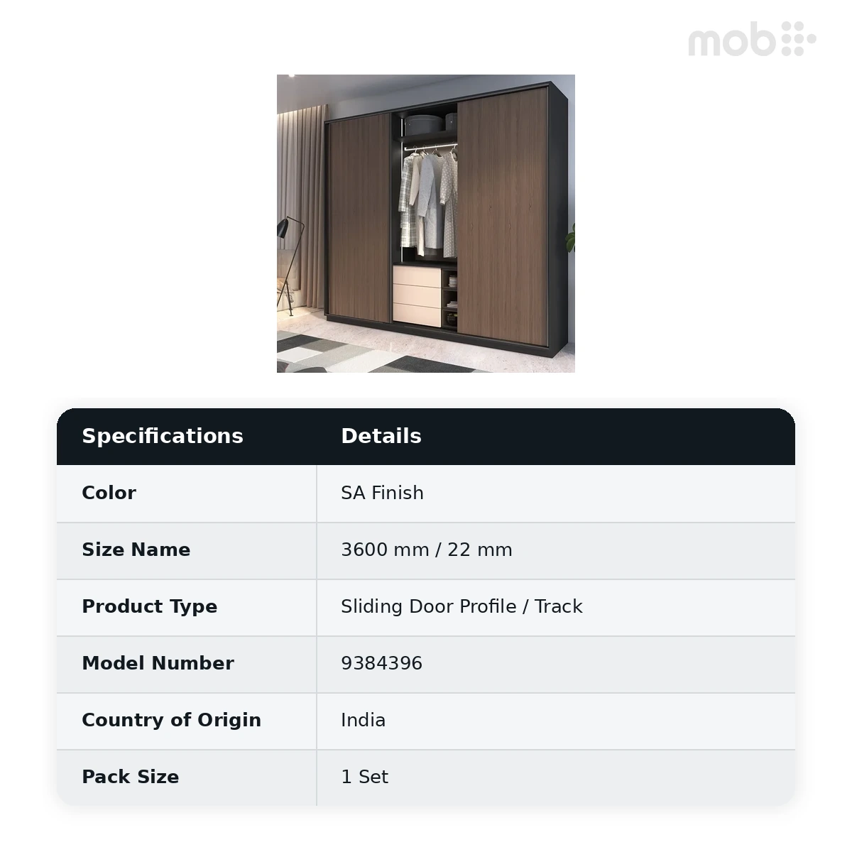 Hettich Profile set SA finish 3600 mm (18-22 mm thickness) code: 9384396 - image 2